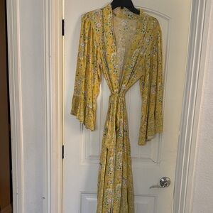 Floral Yellow Women's Kimono Jacket